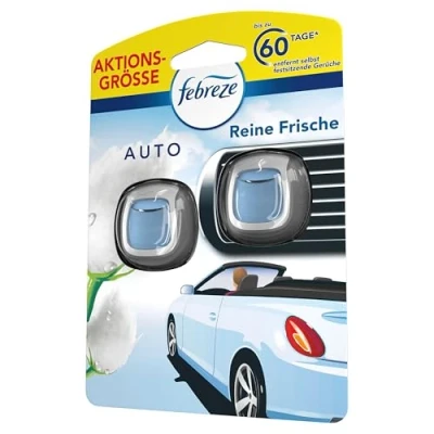 Obrázek Febreze Osvěžovač vzduchu do auta 4 ml, Auto Clip Startovní sada 2 kusy čisté svěžesti, bojuje proti pachům v autě