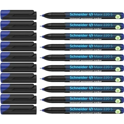 Obrázek Schneider Maxx 220 S univerzální zvýrazňovač (permanentní, Cap Off Ink, 0,4 mm) balení 10 ks modrá