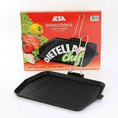Obrázek Ilsa Dietella Chief Grillpfanne aus Eisenguss, rechteckig, 28 x 36 cm, Schwarz