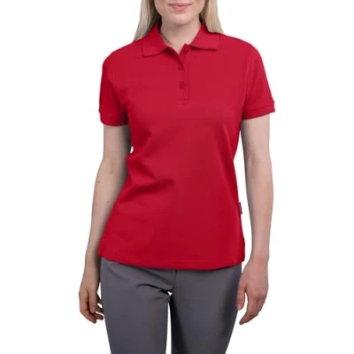 Obrázek HRM dámské Heavy Polo I Premium polotričko ze 100% bavlny Basic Polohkošile lze prát do 60 C Kvalitní &amp; udržitelné horní díly Workwear, červená