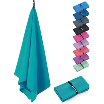 Obrázek Fit Flip Ručníky z mikrovlákna kompaktní a lehký rychleschnoucí ručník jako cestovní ručník, sportovní plážová osuška, velká osuška (1 x 200 90 cm, petrolejová modrá)