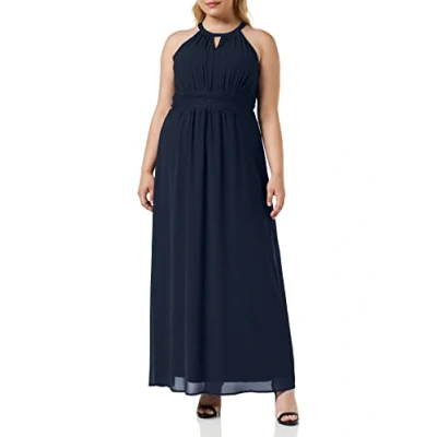 Obrázek Vila Dámské Vimilina Neck Maxi Dress Noos večerní šaty, Modrá (total eclipse)