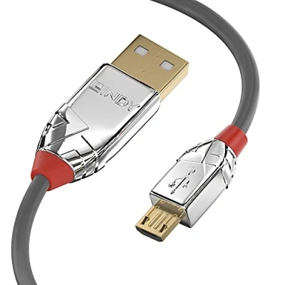 Obrázek LINDY 36652 2 m USB 2. 0 typ A na kabel Micro B, Cromo Line, antracit
