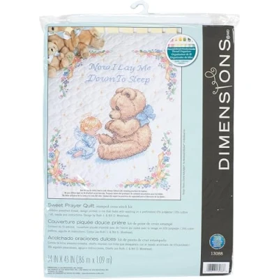 Obrázek Dimensions Sada přikrývek křížkovým stehem (vč. předlohy, jehly a návodu), Sweet Prayer, bílá