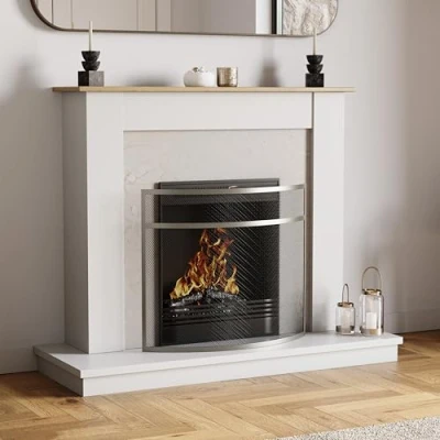 Obrázek Home Discount Kaminschirm, Nickel, kostenlose Zustellung, 64x12x73