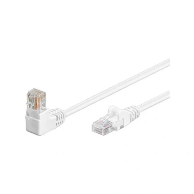 Obrázek Goobay 94165 CAT 5e jednostranně zalomená síť / ethernetový kabel, U/UTP síťový bílý; vnitřní vodič CCA, 1x RJ45 konektor 90 (8P8C); 3 metry