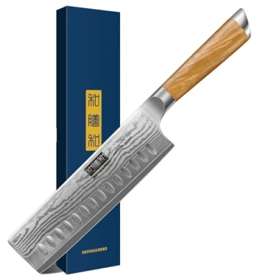 Obrázek HOSHANHO Damaškový nůž Nakiri kuchyňský 16,5 cm, profesionální 67 vrstev damaškového nože z ušlechtilé oceli, ostrá čepel s ergonomickou rukojetí