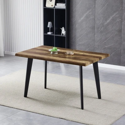 Obrázek Stůl jídelní, 130x80x75 cm, MDF deska, dekor staré dřevo, kov, černý lak HT F4413 OLW