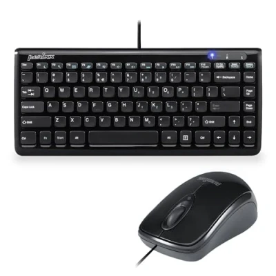 Obrázek Perixx Periduo 307 sada mini klávesnice a myši, membrána chiclet klávesy piano černá, rozložení US angličtiny