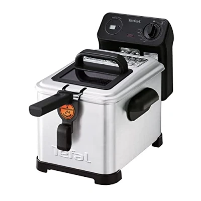 Obrázek Tefal FR5160 Filtra Pro Elektrische Fritteuse 4 L Öl Kapazität Auffangsieb für reineres spülmaschinenfeste Teile Sichtfenster einstellbare Temperaturkontrolle Schwarz/Edelstahl