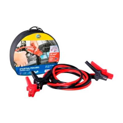 Obrázek HELLA startovací kabel propojovací do auta 4,5 metru pro benzínové a dieselové motory s taškou na přenášení 8KS 236 691 001, červený / černý