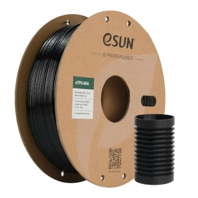 Obrázek eSUN Flexibilní TPU vlákno 1,75 mm, filament pro 3D tiskárny 95A, přesnost rozměrů +/ 0,05 cívka 1 kg (2,2 LBS) struna tiskárny, černá