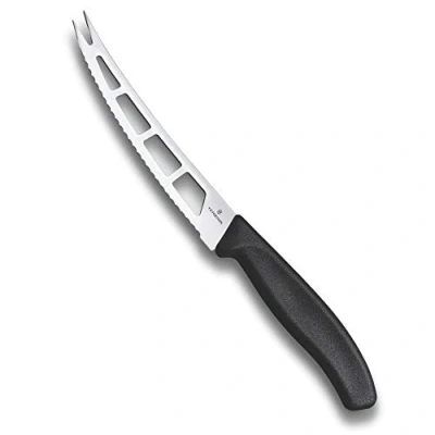 Obrázek Victorinox Swiss Classic, profesionální nůž na máslo a měkký sýr, extra ostrá čepel, vlnitý brus, 13 cm, nerezová ocel, černý