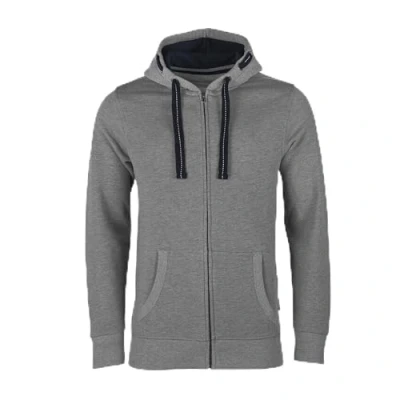 Obrázek HRM Pánská Hooded Jacket I Premium mikina s kapucí pánský kontrastní podšívkou Basic Hoodie se zipem kvalitní a udržitelné pánské oblečení, Šedá melír