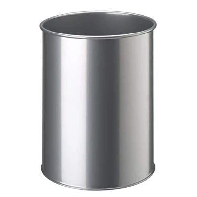 Obrázek Durable Koš na papír kov kulatý 15 litrů, stříbrný, 330123