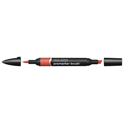 Obrázek Winsor &amp; Newton 0204092 BrushMarker (pro kresby, kaligrafii, design a rozložení, kreslení bez šmouh s klínem špičkou štětce) vypálená oranžová