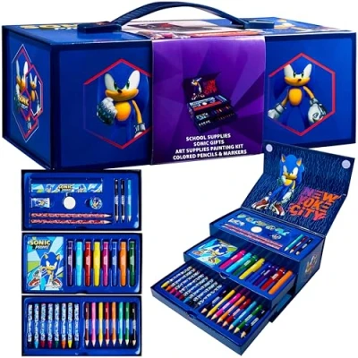 Obrázek SONIC THE HEDGEHOG Tvůrčí sada pro děti s pastelkami, fixy, voskovkami dárky chlapce