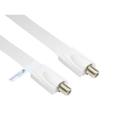 Obrázek Good Connections® SAT průchodka dveří/oken vysoká kvalita, extrémně plochá F spojka na spojce celková délka vč. zástrčky 32 cm, flexibilní 23 cm bílá