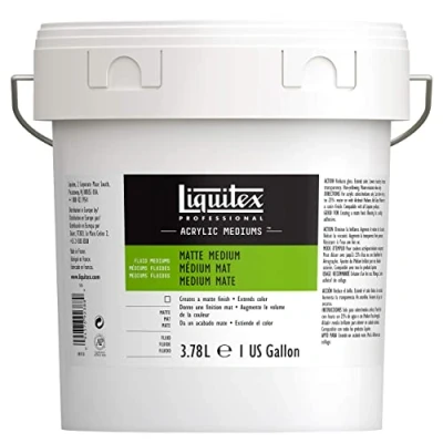 Obrázek Liquitex Profesionální matné médium 5036 pro akrylové barvy, propůjčuje barvám hedvábně matný povrch a snižuje lesk, tekuté kbelík 3,78 l, transparentní