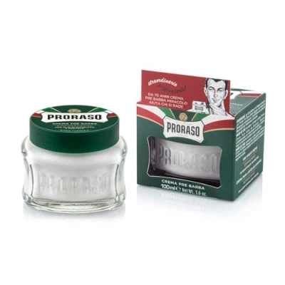 Obrázek Proraso krém před holením, 100 ml, osvěžující a oživující holicí pro použití s eukalyptovým olejem mentolem, vyrobeno v Itálii, zelená