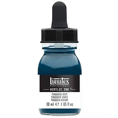 Obrázek Liquitex 4260561 tekuté profesionální akrylové barvy inkoust, tuš, 30 ml, vysoce pigmentovaná airbrush barva, tmavě tyrkysová