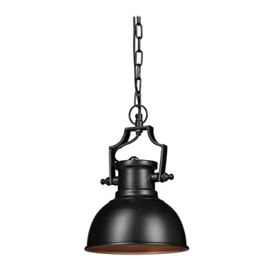 Obrázek Relaxdays Závěsná lampa Industrial Style, vzhled retro shabby, dekorace pro jídelnu, LED E27, závěsné svítidlo Ø 21 cm, černé