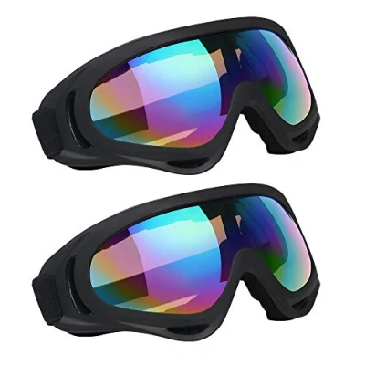 Obrázek Vicloon lyžařské brýle, 2 kusy brýlí na lyže snowboard, ochrana proti UV záření, motokrosové brýle kompatibilní s helmou, Anti Fog, sportovní pro lyžování motorku, jízdní kolo,