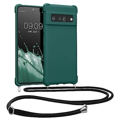 Obrázek kwmobile Necklace Case kompatibilní s Google Pixel 6 Pro pouzdro kryt se šňůrkou k zavěšení silikonový ochranný obal petrolejový