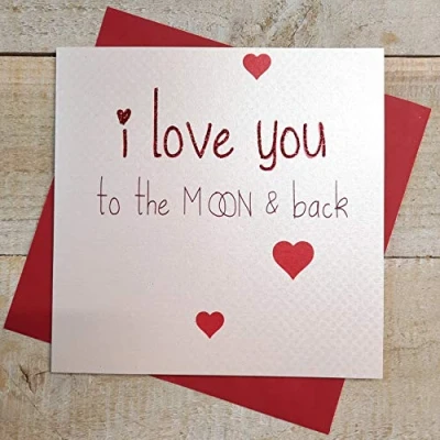 Obrázek WHITE COTTON CARDS &quot;I Love You to The Moon &amp; Back handgefertigt Valentine &#039;s Day Karte