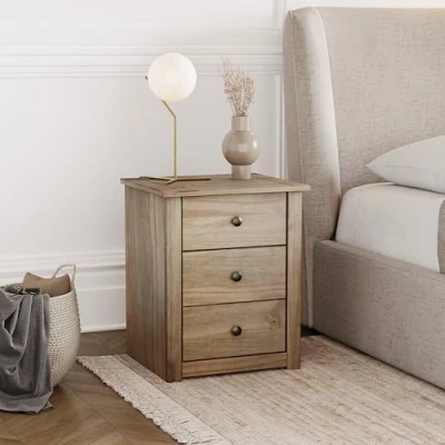 Obrázek Vida Designs Corona noční stolek se 3 zásuvkami komoda, komfortní růžové dřevo