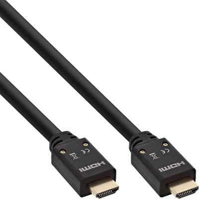 Obrázek InLine 17525B HDMI Aktiv Kabel, High Speed mit Ethernet, 4K2K, Stecker / Stecker, schwarz gold, 25m