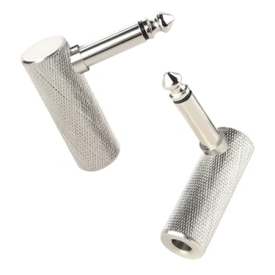 Obrázek Cable Matters 2 Pack 6,35mm rechtwinkliger Adapter 6.35mm TS Gitarrenadapter, gerade auf rechtwinklig für E Gitarren, Bass AMP, Mixer &amp; Equalizer