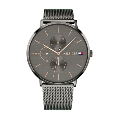 Obrázek Tommy Hilfiger Damen 40mm Multifunktions Quarz Uhr Graues Zifferblatt, Armband aus Edelstahl Mesh, 3 Hilfszifferblätter, 3ATM Wasserdicht 1781945