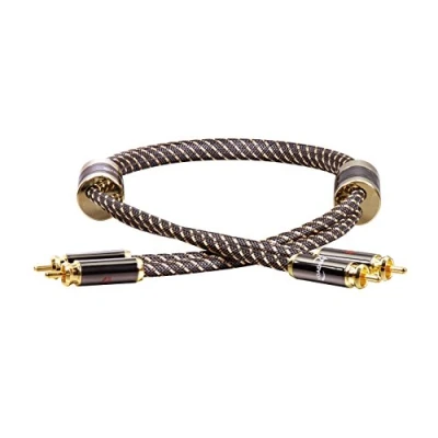 Obrázek Dynavox Black Line High End Cinch kabel Stereo, prémiový RCA s vícenásobným odstíněním, vysoce čistá měď, konektor pozlacený 24k 1 m, m