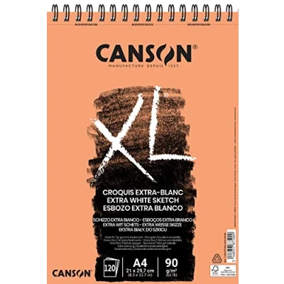 Obrázek Canson XL® extra Blanc, bílý skicák, DIN A4, 120 listů, 90 g/m², 210 x 311 mm
