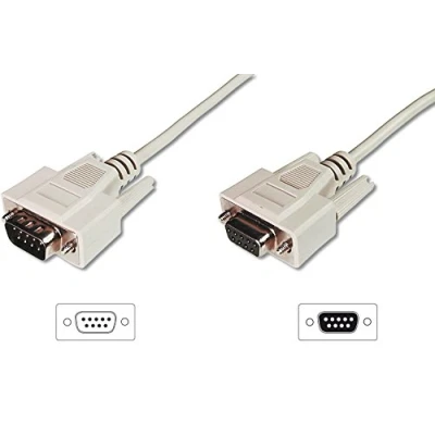 Obrázek DIGITUS Serielles Anschluss Kabel D Sub 9 zu Stecker Buchse 2.0m Verlängerungskabel Beige