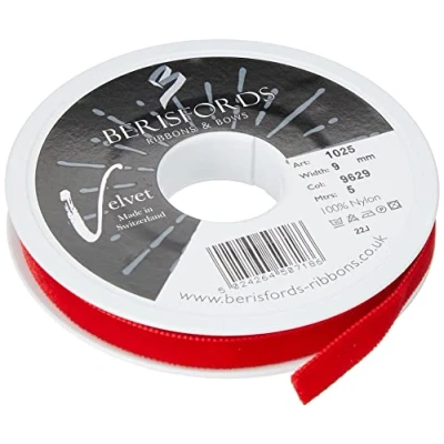 Obrázek Berisfords Samtband, Samt, rot, 10.2 x 1.5 cm, 5