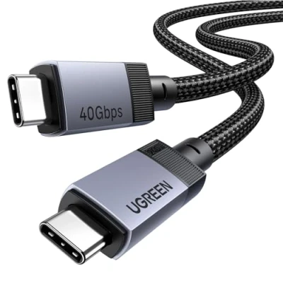 Obrázek UGREEN USB C kabel, 40 Gbps USB4 240 W nabíjecí kabel C, 1M rychlonabíjecí s 8K přenosem video signálu datový kompatibilní MacBook Pro/monitor/dokovací stanicí/iPad/iPhone