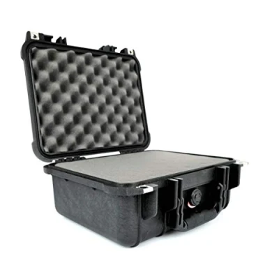 Obrázek PELI Kufr 1400 pro kameru, čočky, dron, citlivé elektronické vybavení, vodotěsnost IP67 a prachotěsný, objem 9 l, vyrobeno v Německu, s pěnovou vložkou (nastavitelná), černý