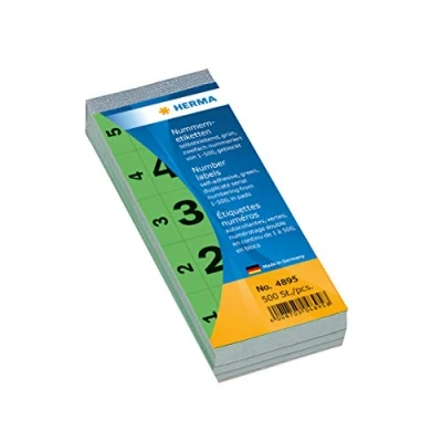 Obrázek HERMA 4895 Číselný blok čísla 1 500, dvojité, 500 kusů, 56 x 28 mm, samolepicí, matný, 2násobný průběžný papír číselné etikety štítky zařízení, červená