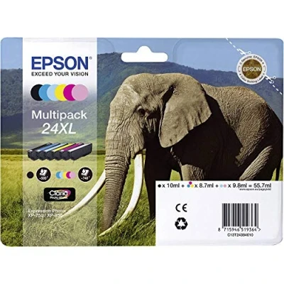 Obrázek Epson Originální inkoust 24XL slon (XP 750, XP 850, 950, 55, 760, 860, 960, 970), Multipack 6 barevný