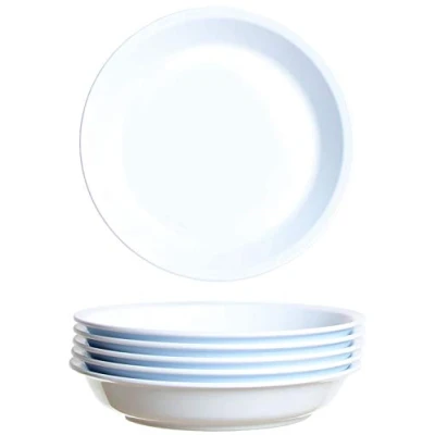 Obrázek idea station Gastro plastový talíř pro opakované použití 6 x 21 cm bílý sada talířů odolných proti rozbití, perfektní jako polévkový a děti ideální na cesty