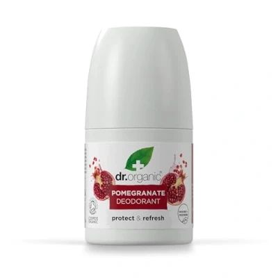 Obrázek Dr Organic granátové jablko Deodorant, bez hliníku, pro muže a ženy, přírodní, veganské, pokusů na zvířatech, parabenů SLS, Recycelt &amp; Recyclebar, certifikováno Bio, 50 ml
