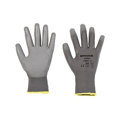 Obrázek Honeywell 2100250 06 PU FIRST Allzweck Polyamid Strickhandschuhe, leicht, 26 cm lang, Größe (Packung mit 10 Paar), Grau