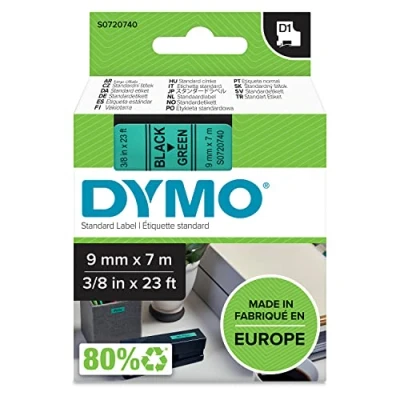 Obrázek Dymo S0720770 D1 etikety (samolepicí, pro tiskárnu LabelManager, role 6 mm x 7 m), černá na průhledné.