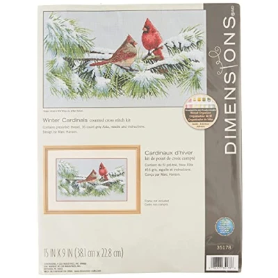 Obrázek Dimensions Gezählter Kreuzstick Set, Winter Cardinals
