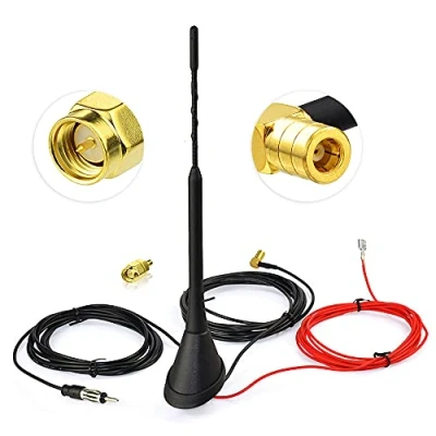 Obrázek Eightwood Aktivní DAB/DAB+ anténa Auto Digitální rádio FM/AM kombi střešní do auta se zesilovačem with SMB/SMA konektor DIN adaptér Radio Vozidlo Splitter Amplifier 5M