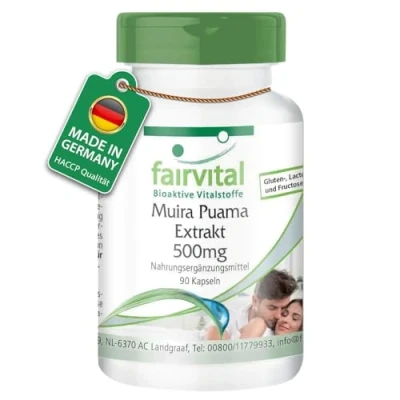 Obrázek Fairvital Muira Puama 500 mg 90 kapslí vysoké dávky výtažek z potence 10:1 VEGAN