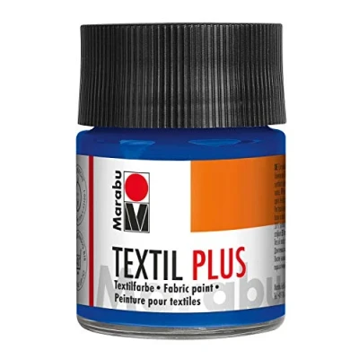 Obrázek Marabu 17150005055 Textil Plus ultramarínová modrá tmavá 50 ml, plně krycí barva na látky tmavé látky, vhodná pro malování látku a potisk po fixaci lze prát do 40 C