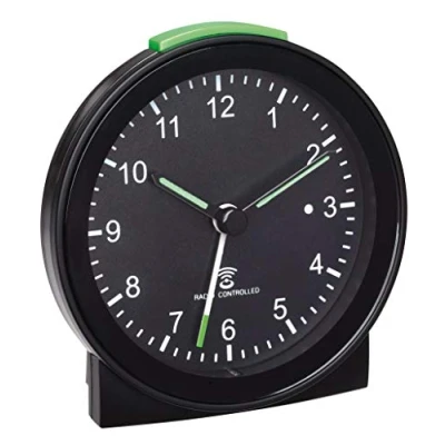 Obrázek TFA Dostmann Analogový rádiový budík, plast, černý, (D) 81 x (Š) 31 (V) 84 mm